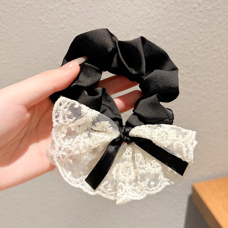 Women Daily Oversized High Elastic Lace Hair Scrunchie Elegant Floral
