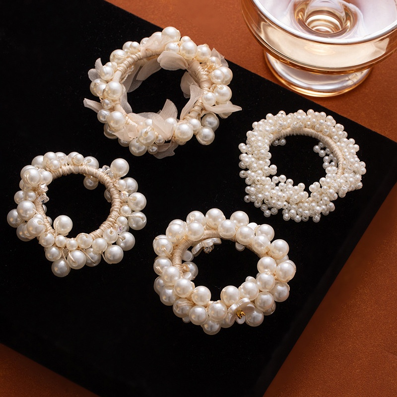 Women's Spring Fairy Hair Tie Floral Pearl Rhinestone Accessory