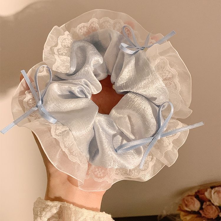 Women's Handmade Spring Ponytail Hair Scrunchie Checkered Fabric