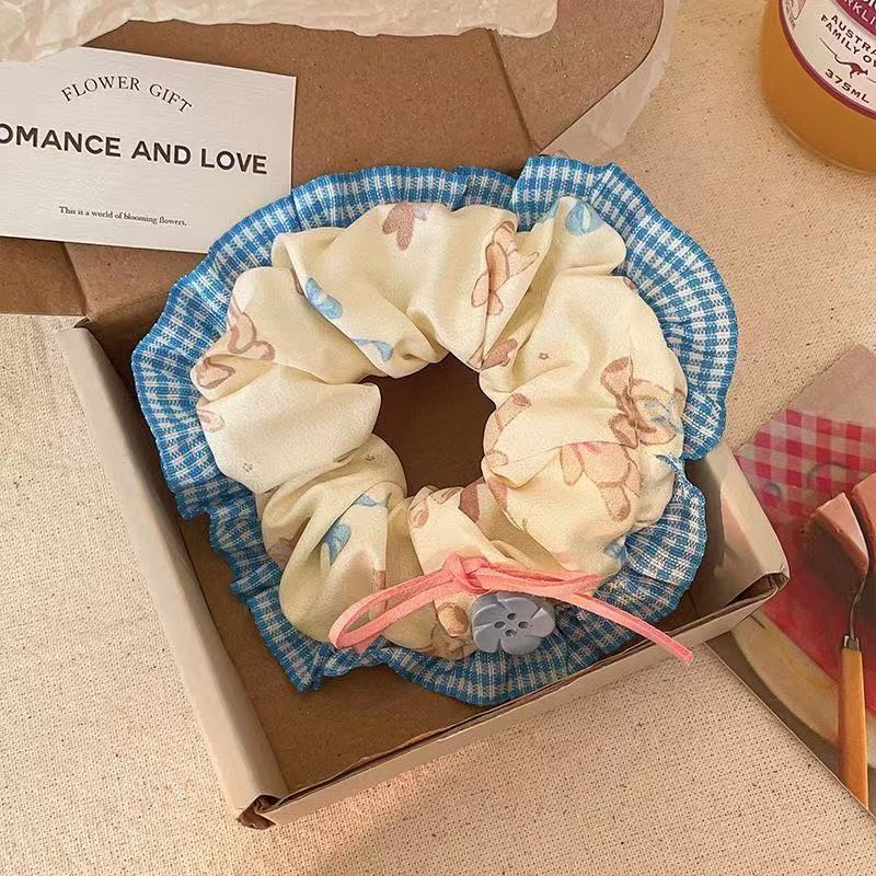 Women's Sweet Summer Bun Hair Scrunchie Irregular Pleated Fabric Tie