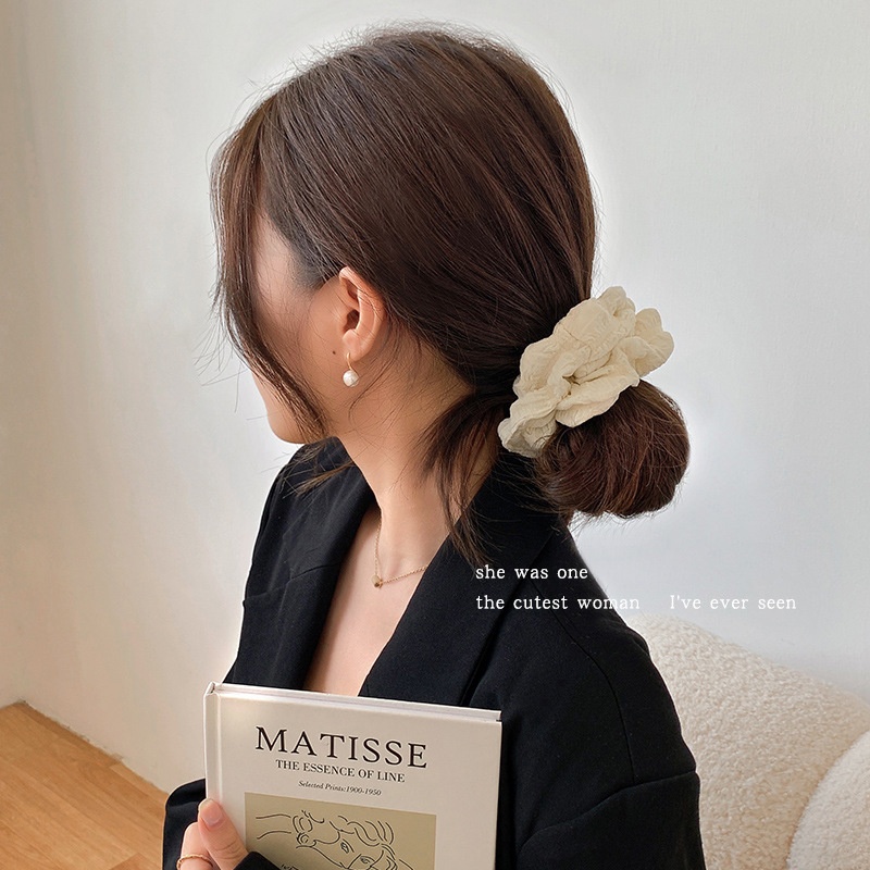 Women's Fairy Style Cloth Cream Puff Hair Tie Ponytail Holder Solid Color