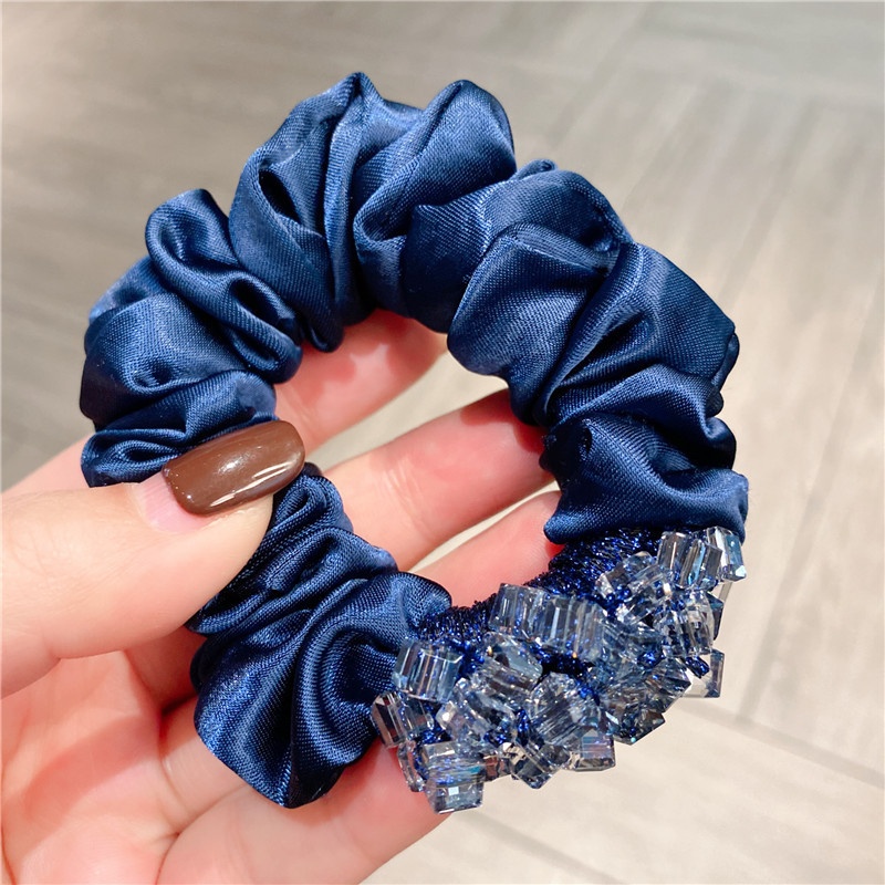 Women's Crystal Beaded Satin Elastic Hairband Multi-color Floral