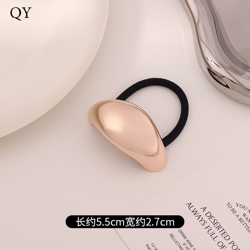 Women's Versatile Retro Alloy Elastic Hair Ties Round Cold Tone