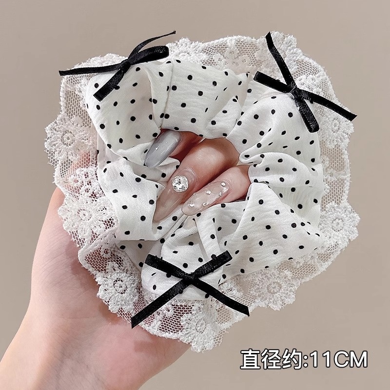 Women Daily Oversized High Elastic Lace Hair Scrunchie Elegant Floral