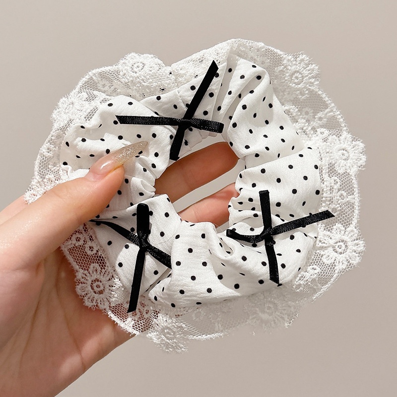 Women's Sweet Bun Scrunchie Hair Tie Multi-layer Lace Knit Cloth