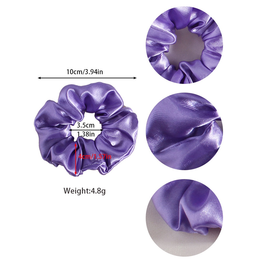 Women's Elegant Summer French Satin Hair Scrunchie Solid Purple