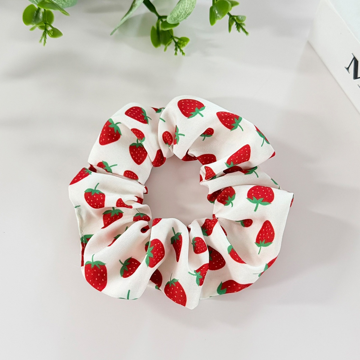 Women's High Elastic Fabric Hair Tie Sweet Cherry Strawberry Print