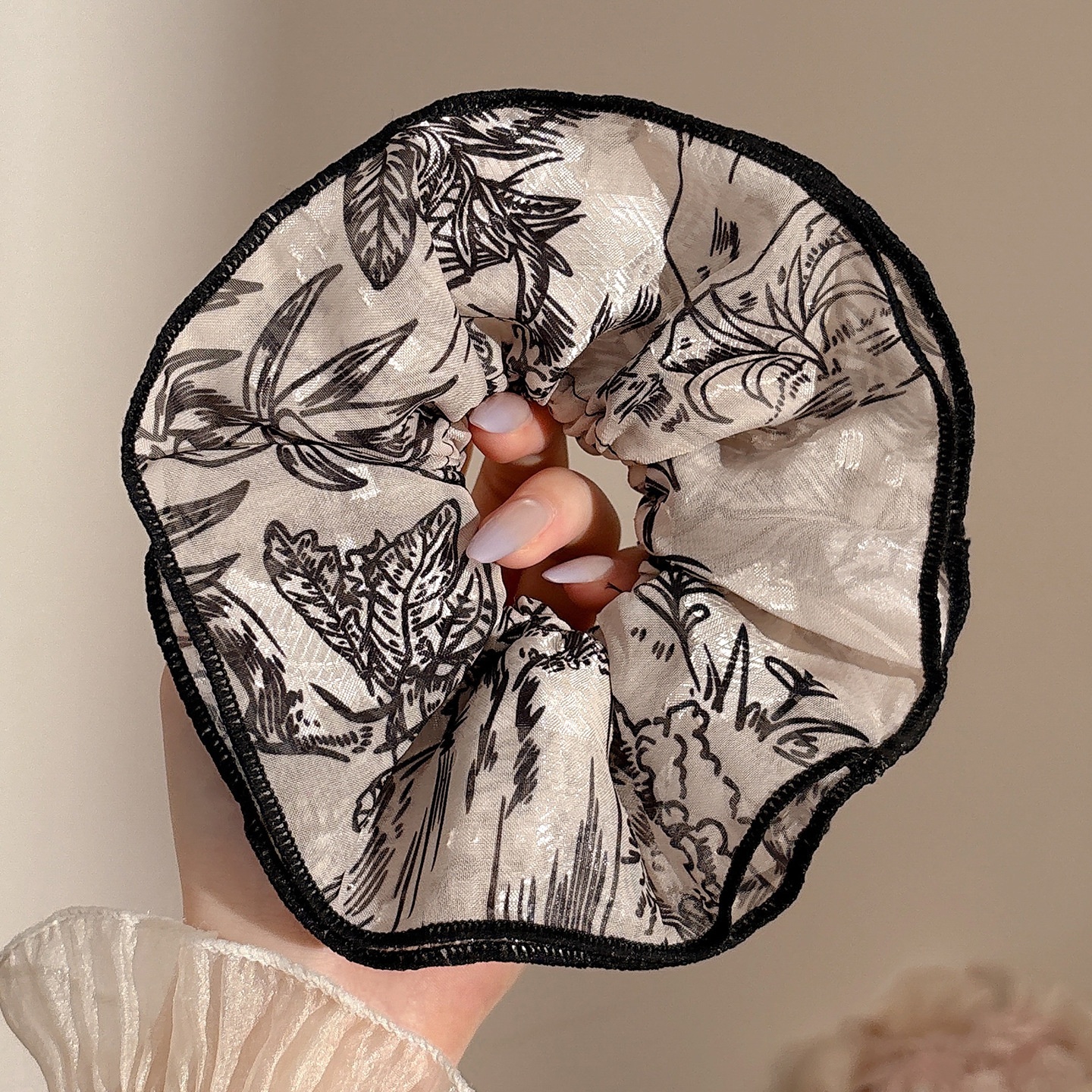 Women's Handmade Spring Ponytail Hair Scrunchie Checkered Fabric