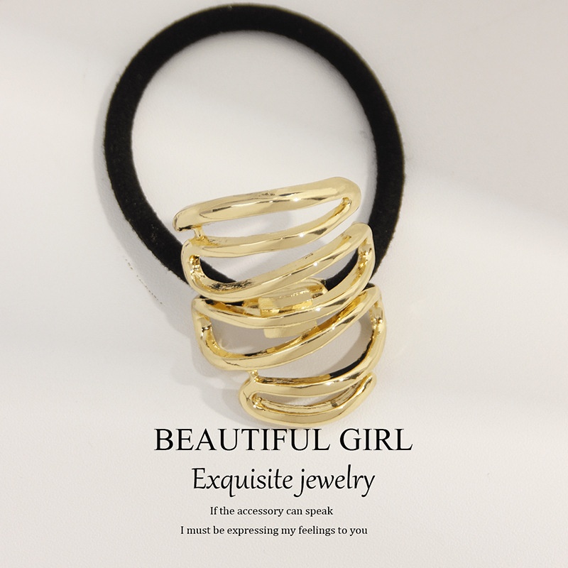 Women's Versatile Retro Alloy Elastic Hair Ties Round Cold Tone