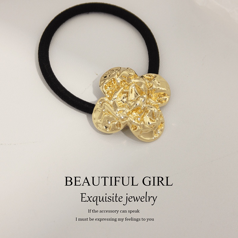 Women's Versatile Retro Alloy Elastic Hair Ties Round Cold Tone