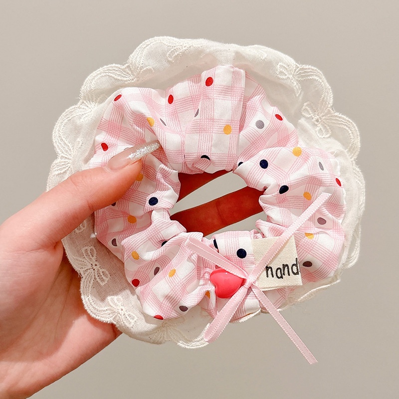 Women's Daily Damage-Free Fabric Hair Tie Floral Polka Dots Bow