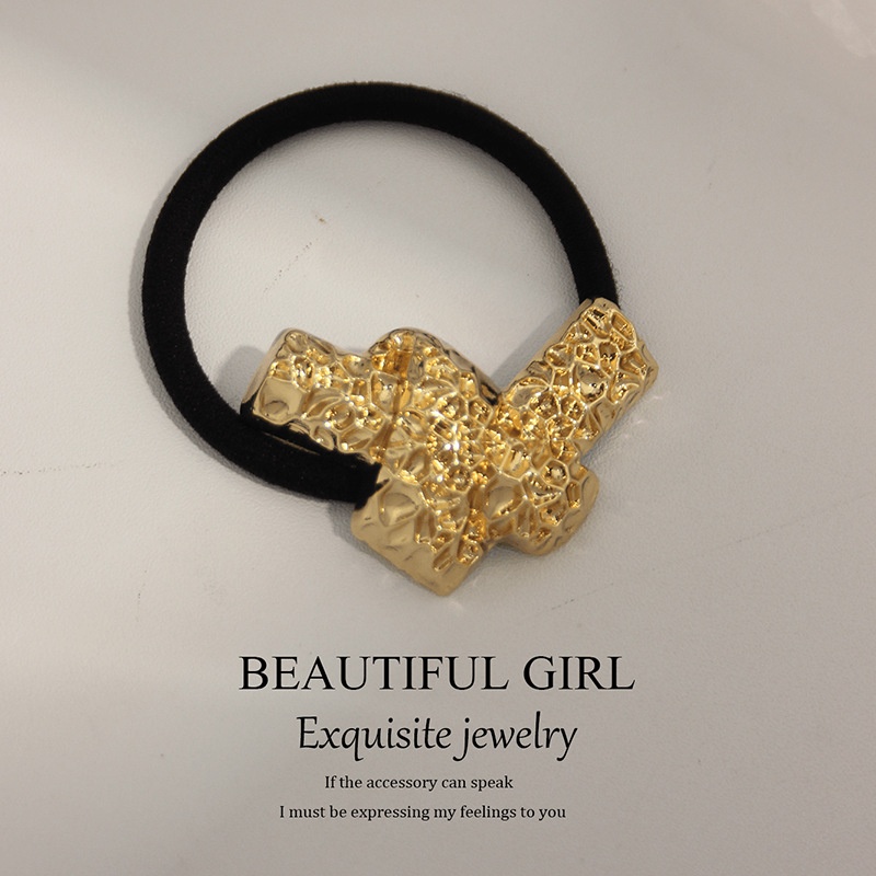 Women's Versatile Retro Alloy Elastic Hair Ties Round Cold Tone