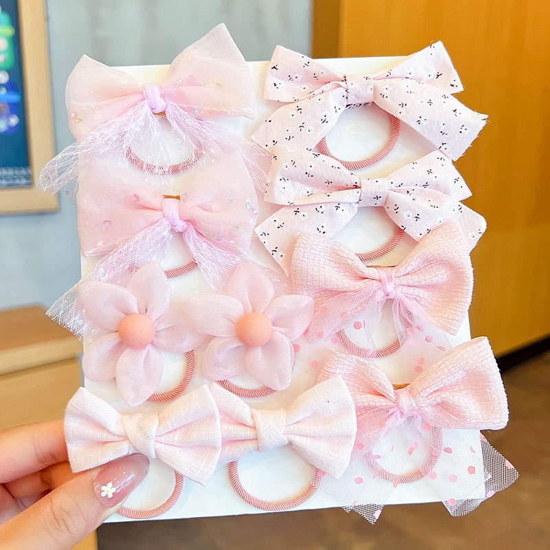 Baby Girls No-Damage Cloth Ponytail Hair Ties Sweet Floral Pattern