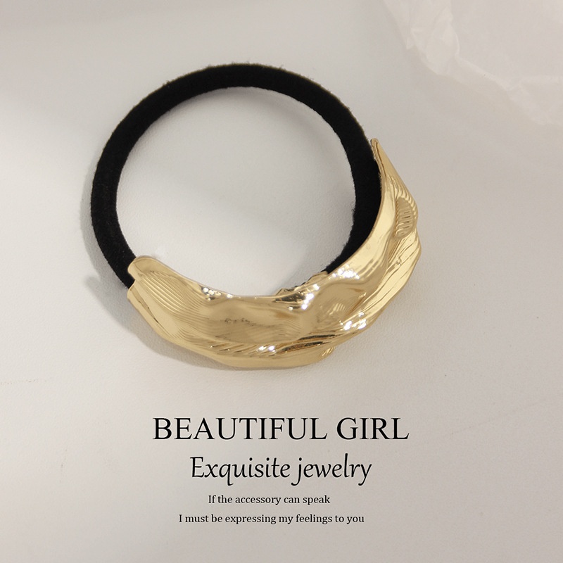 Women's Versatile Retro Alloy Elastic Hair Ties Round Cold Tone