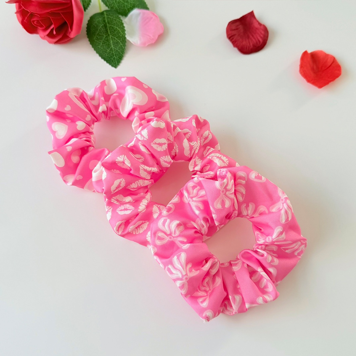 Women's Valentine Cloth Hairband Pink Rose Heart Leopard Print