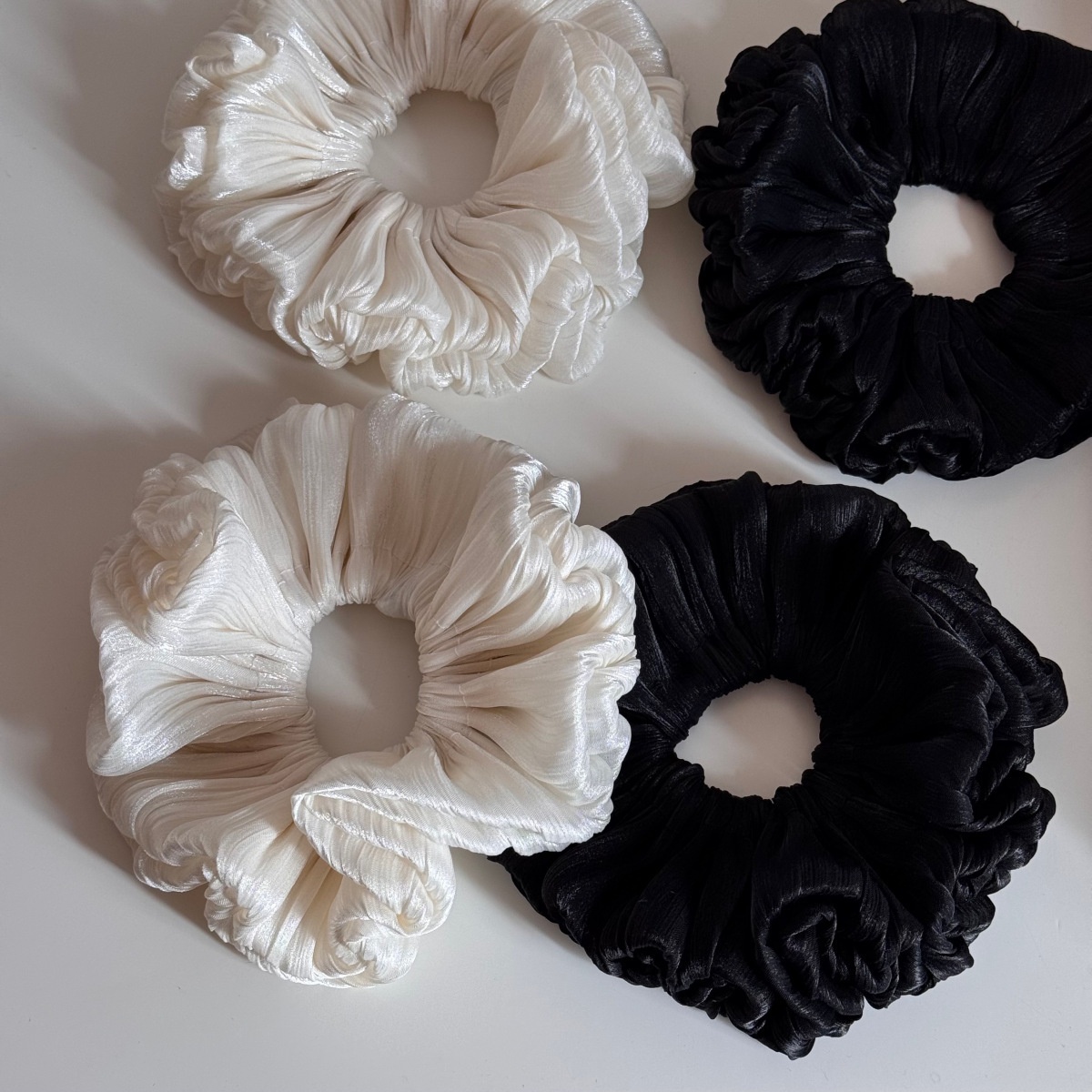 Women's French Style Winter Cloth Floral Hair Tie Accessory Solid White