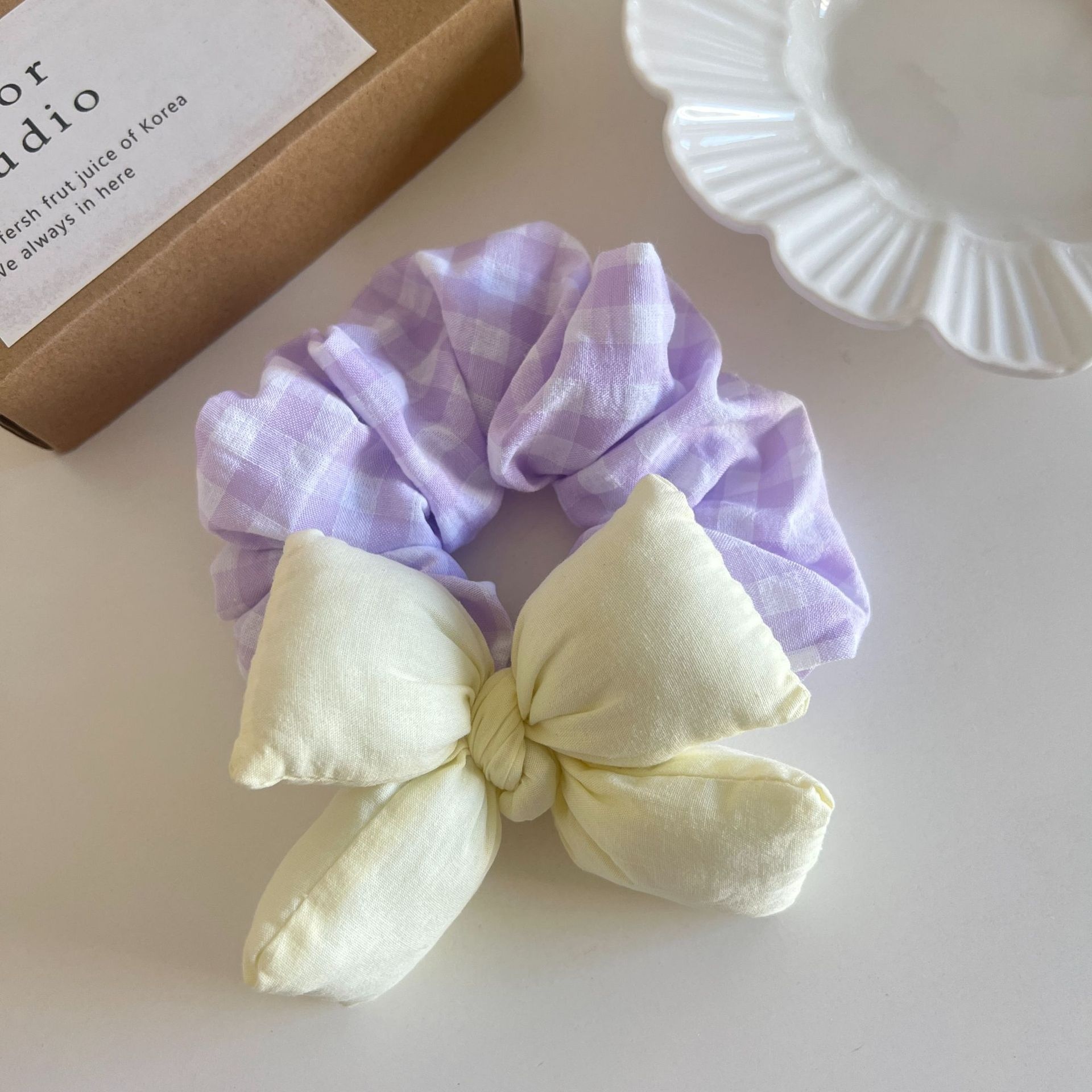 Women's Summer Cute Butterfly Bowknot Fabric Scrunchie Elastic Hair Ties