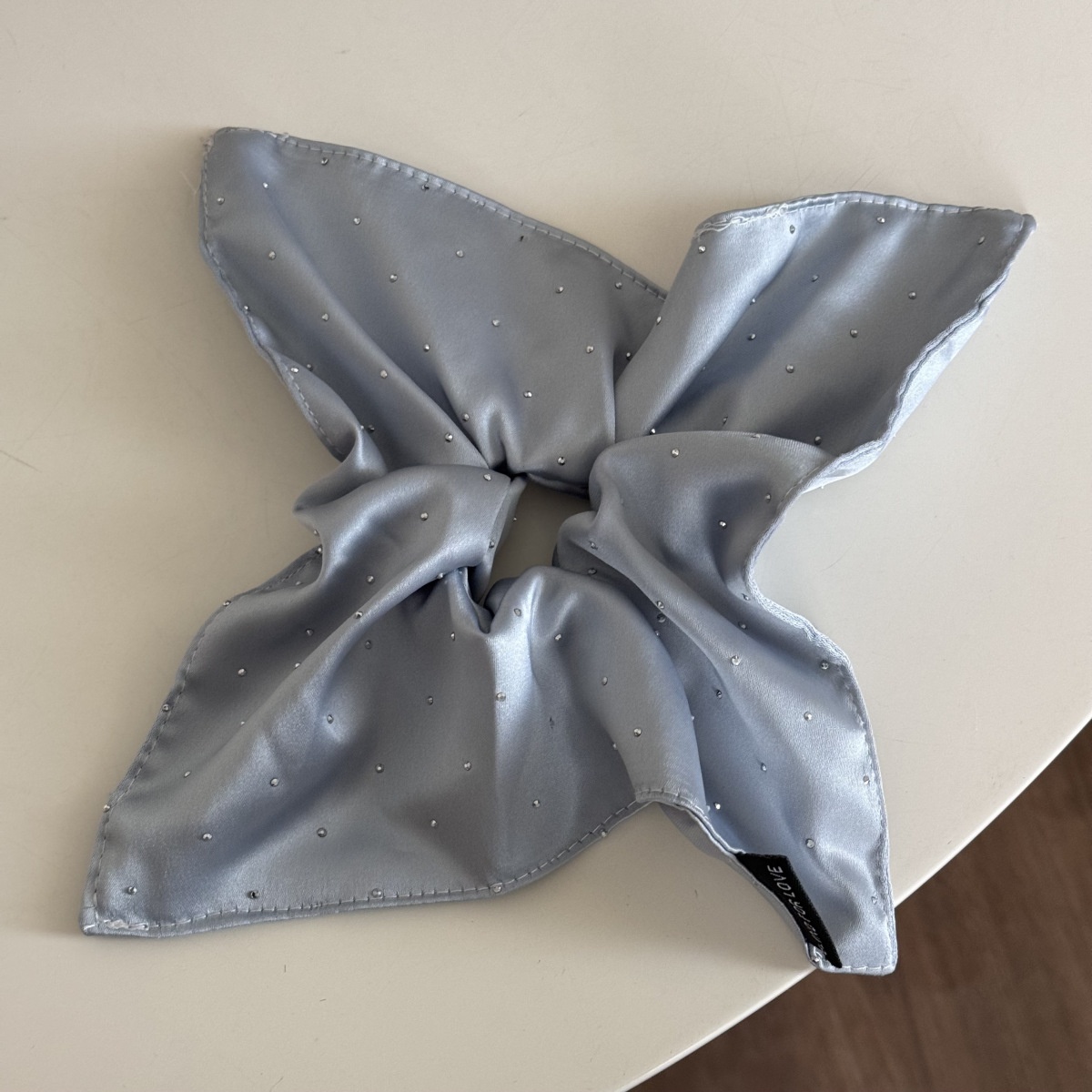 Women's Rhinestone Scarf Hair Ties Large Solid Fabric Square Hair Bands