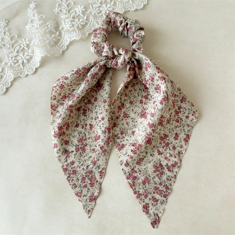 Women's Spring Elastic Polyester Bow Hair Tie Scrunchie Ditsy Floral