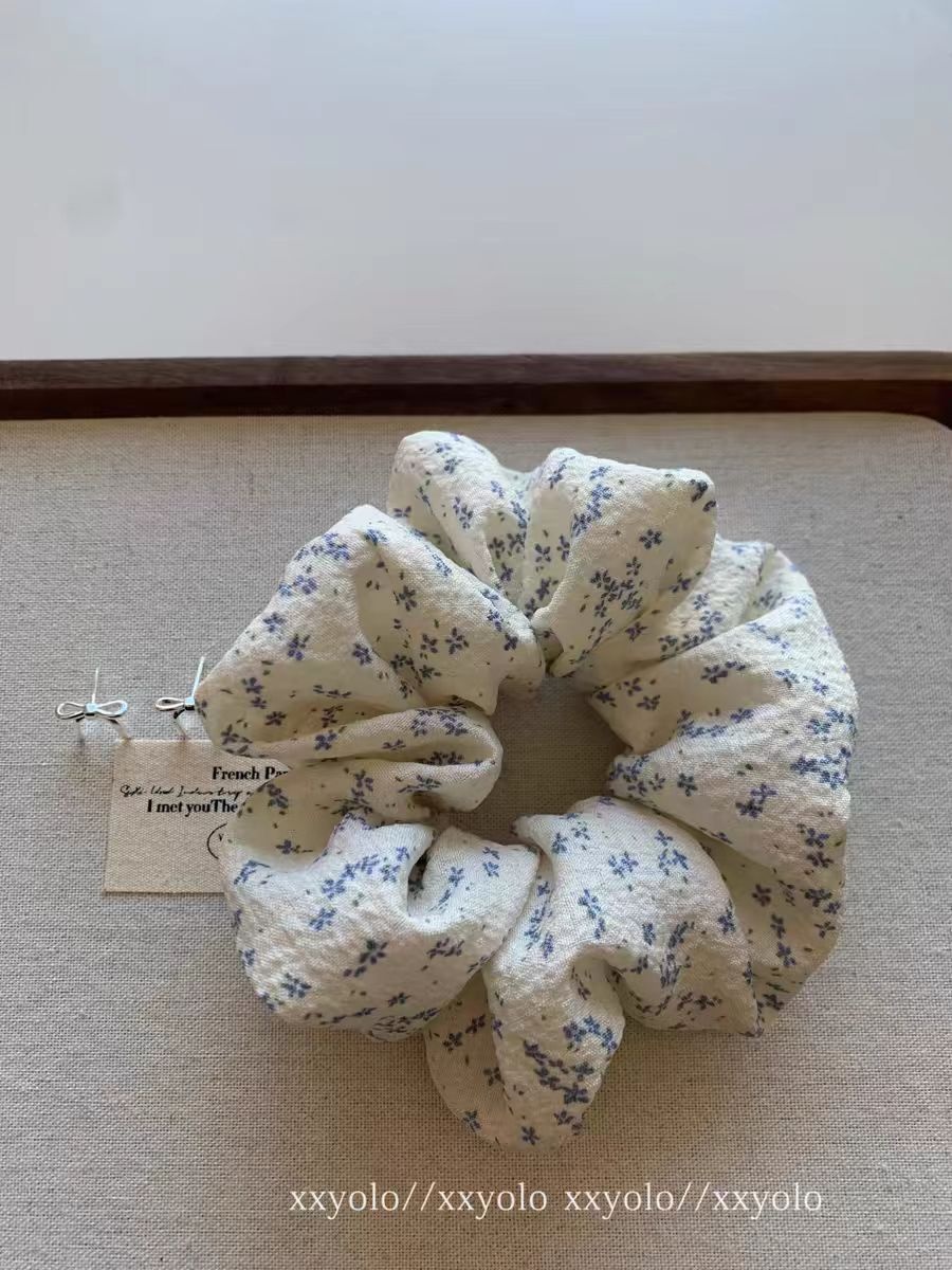 Women's Daily Highly Elastic Cloth Hair Scrunchie Fresh Floral