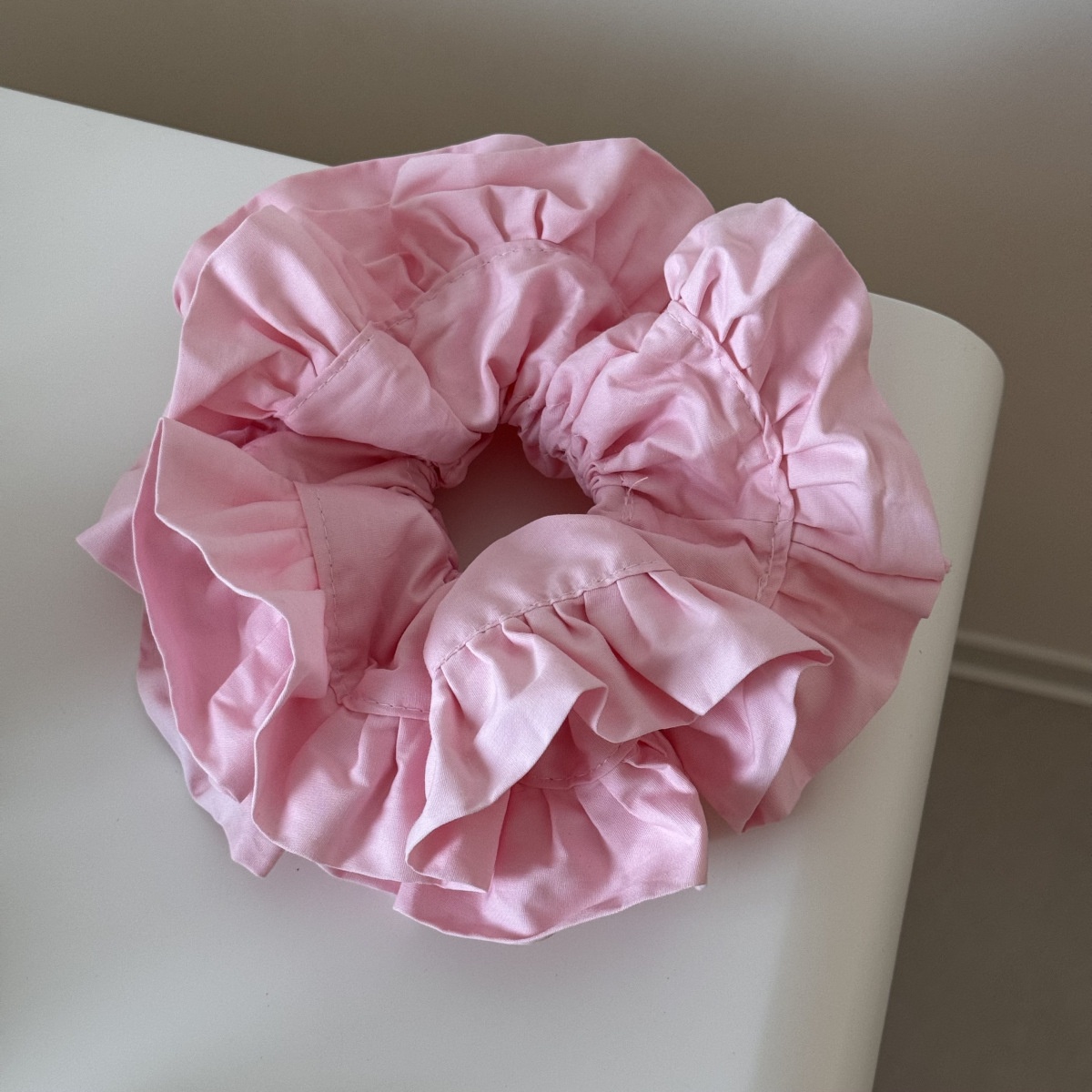 Women's French Satin Ruched Lace Bun Hair Tie Scrunchie Polka Dot