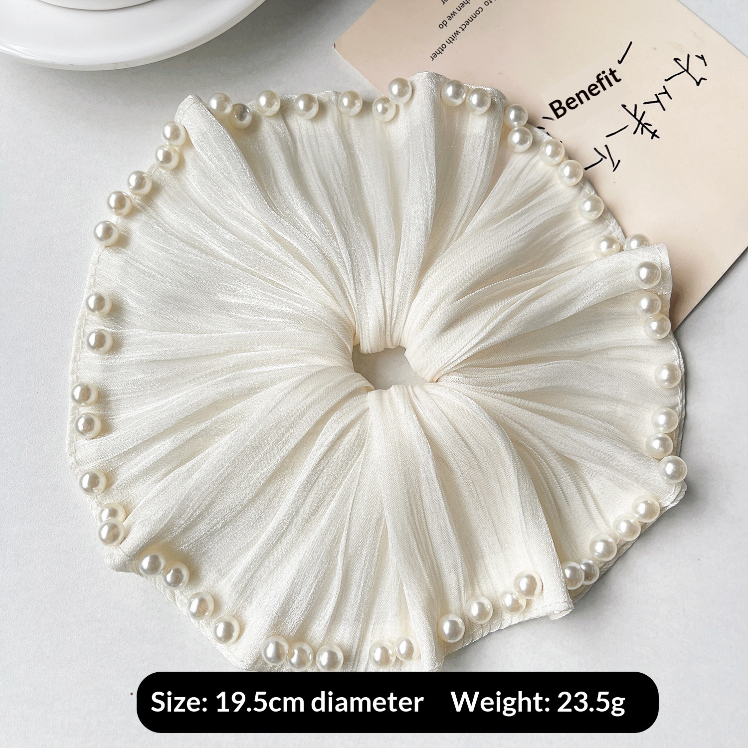 Women Large Pearl Satin Party Headband Hair Accessory White Black Blue