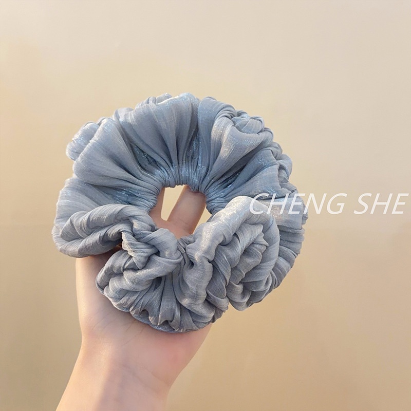 Women's Sweet Spring Summer Tulle Flower Hair Rubber Band Grey