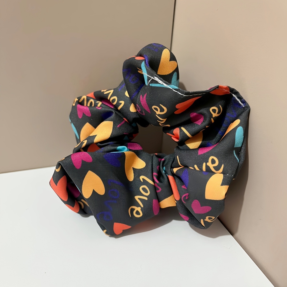 Ladies Fabric Big Bowknot Hair Tie Valentine Rose Heart Floral Print