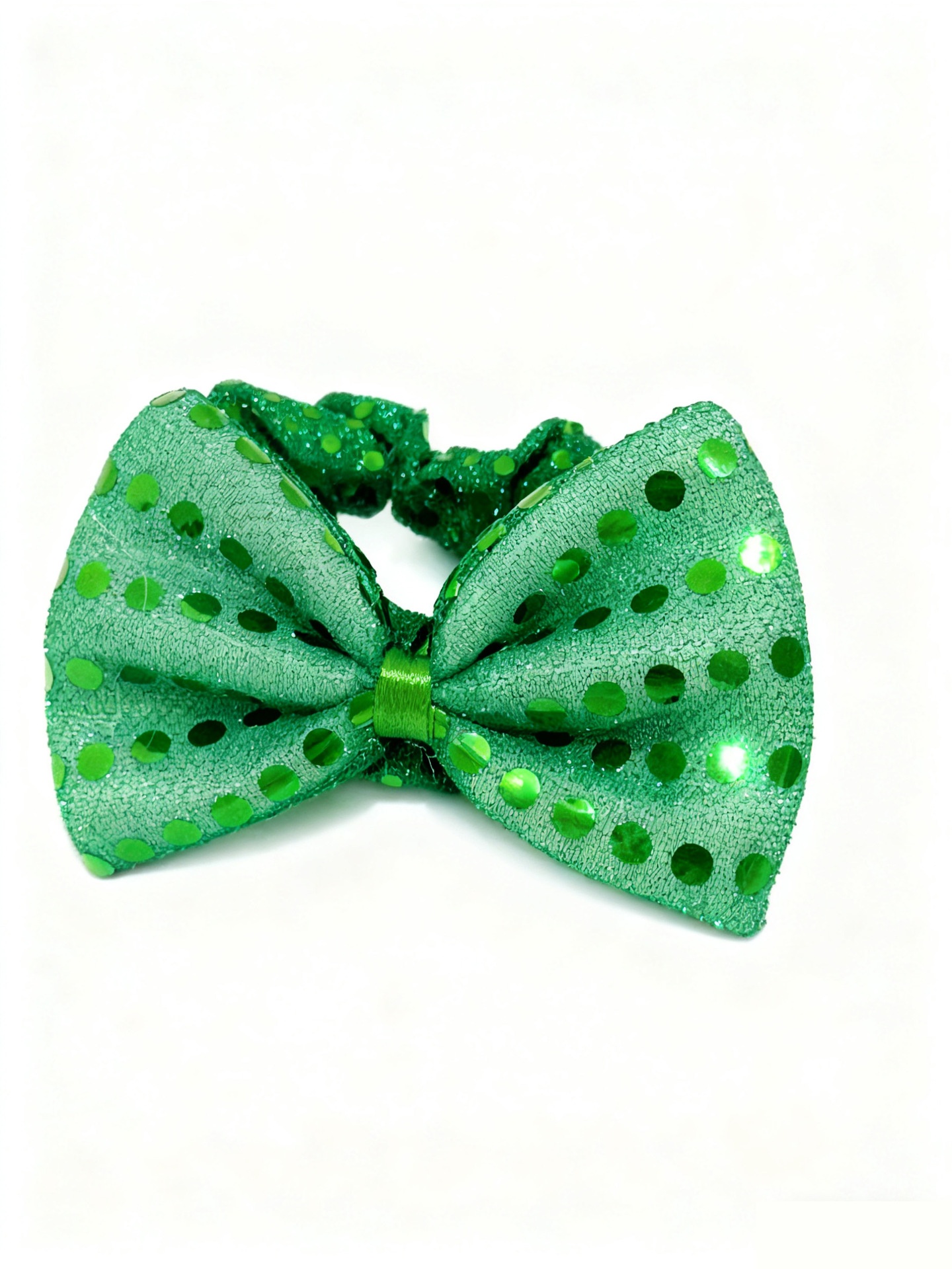 Women's St. Patrick's Day Velvet Hair Tie Green Clover Sequin Bow Knot