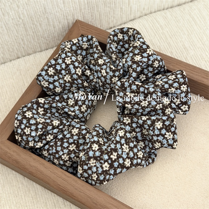 Women's All-Season Fabric Headband Retro Ditsy Floral Coffee Beige Black