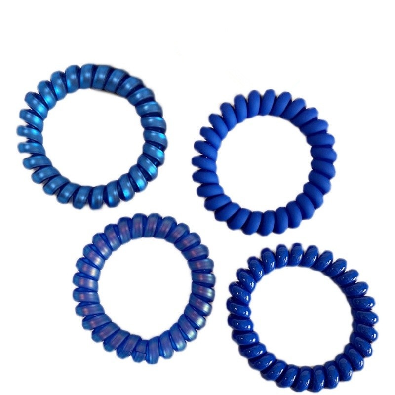 Women's Matte Plastic Spiral Hair Tie Daily Styling Low-Key Blue