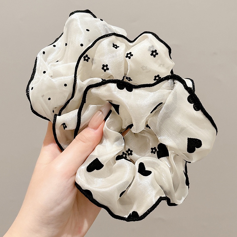 Women's Spring High-End Silky Pleated Pearl Streamer Large Hair Ring