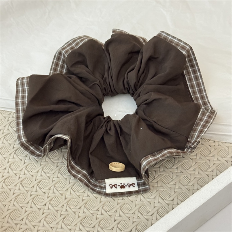 Women's Retro Cloth Scrunchies Casual Hair Ties Coffee Checkered