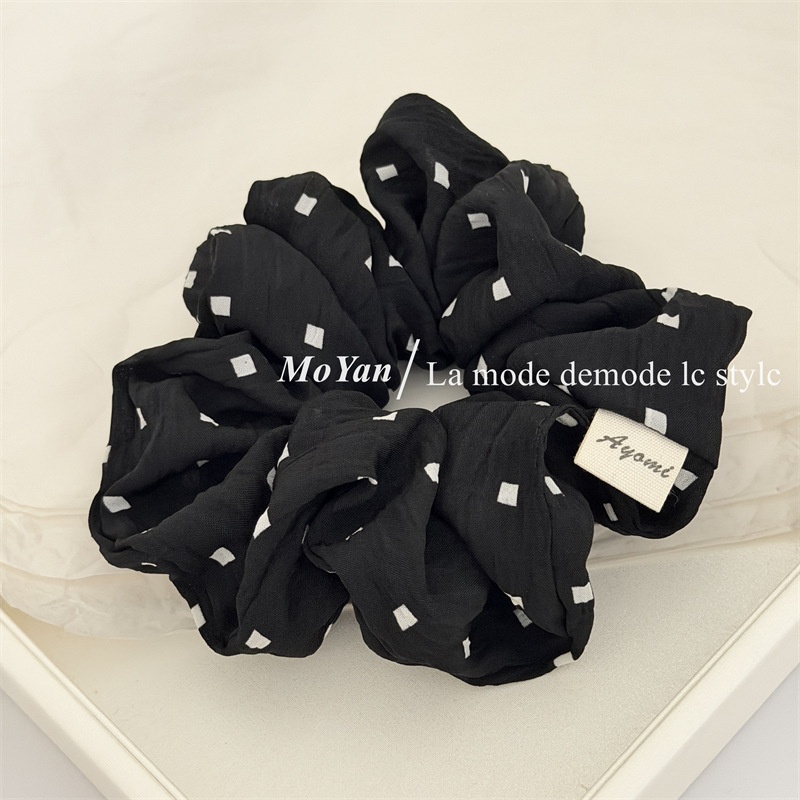 Women's Soft Cloth Daily Wear Hair Tie Scrunchie Accessory Beige Gingham
