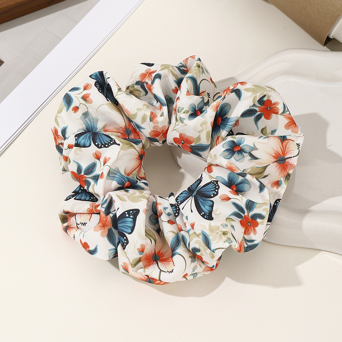 Women's Soft Polyester Hair Tie For Hairstyle Design Butterfly Print
