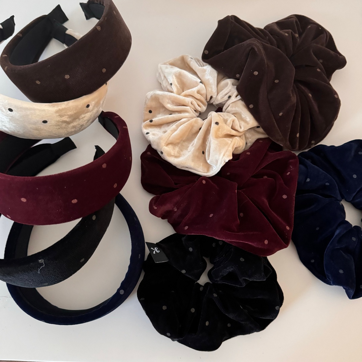 Women's Velvet Polka Dot Sponge Headband Autumn Winter Hair Accessories