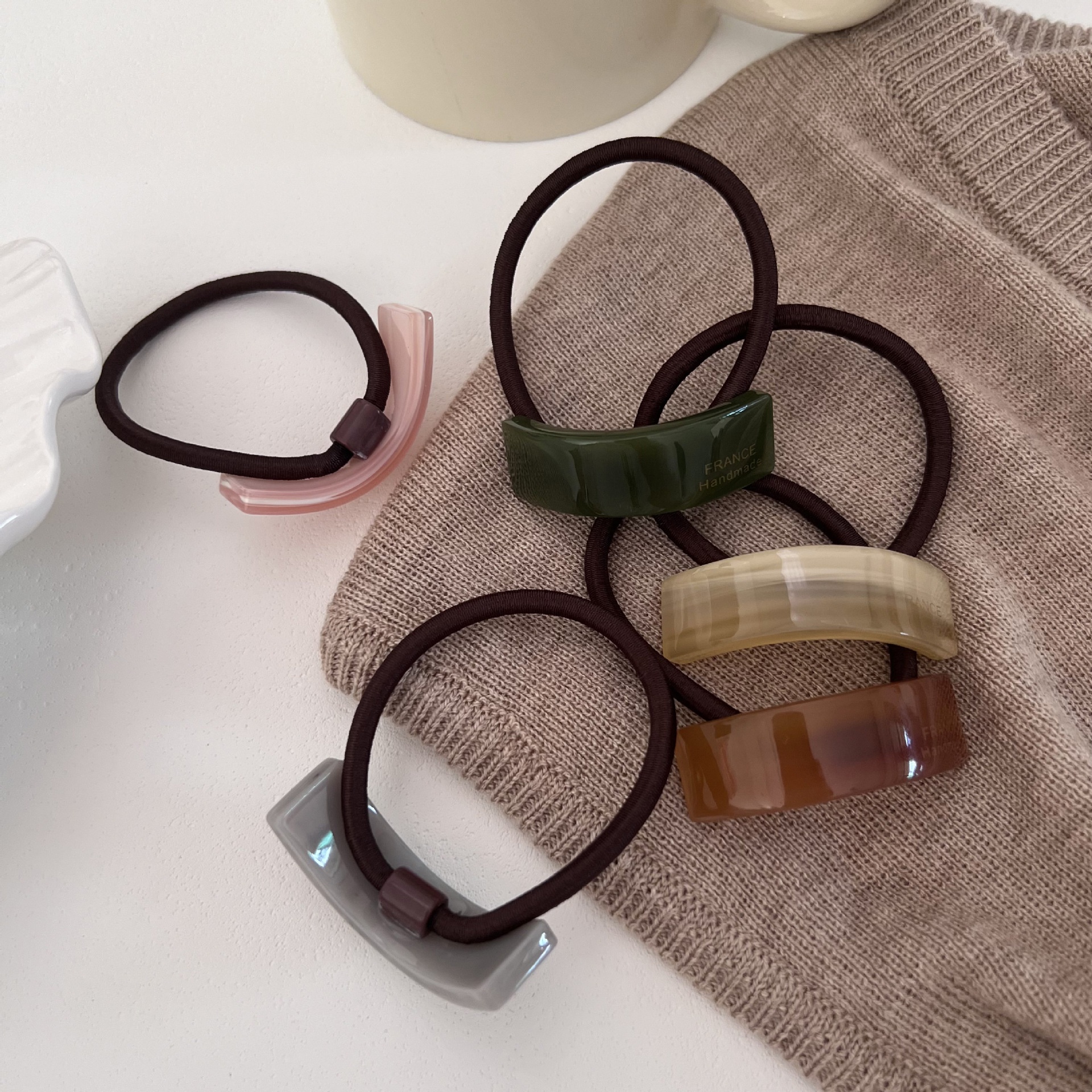 Women's Acetate Ponytail Hair Tie Geometric Rectangle Multi-Color