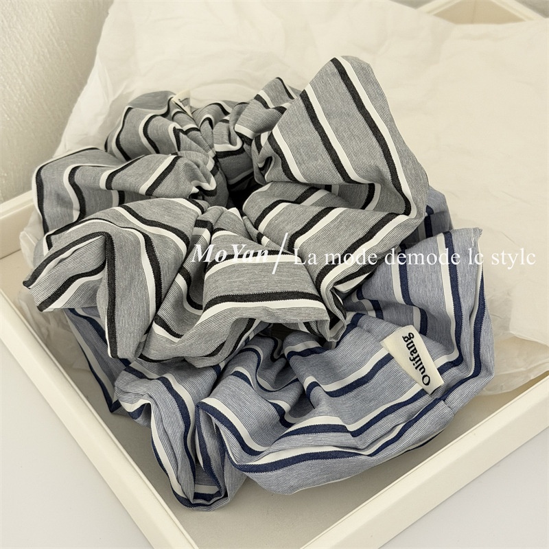 Women's Everyday Simple Cloth Hair Tie Navy Blue Black Stripe