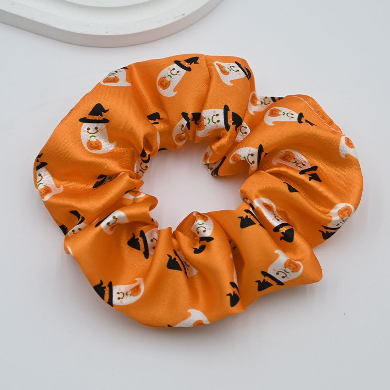 Women's Elastic Cloth Hair Scrunchie Cartoon Halloween Pumpkin Print