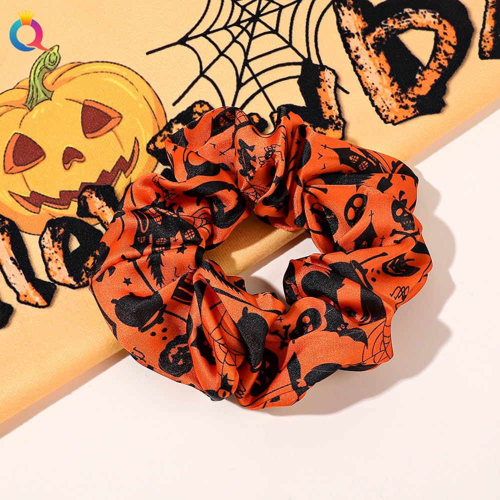 Women's Elastic Halloween Hair Tie Funny Pumpkin Skull Pattern