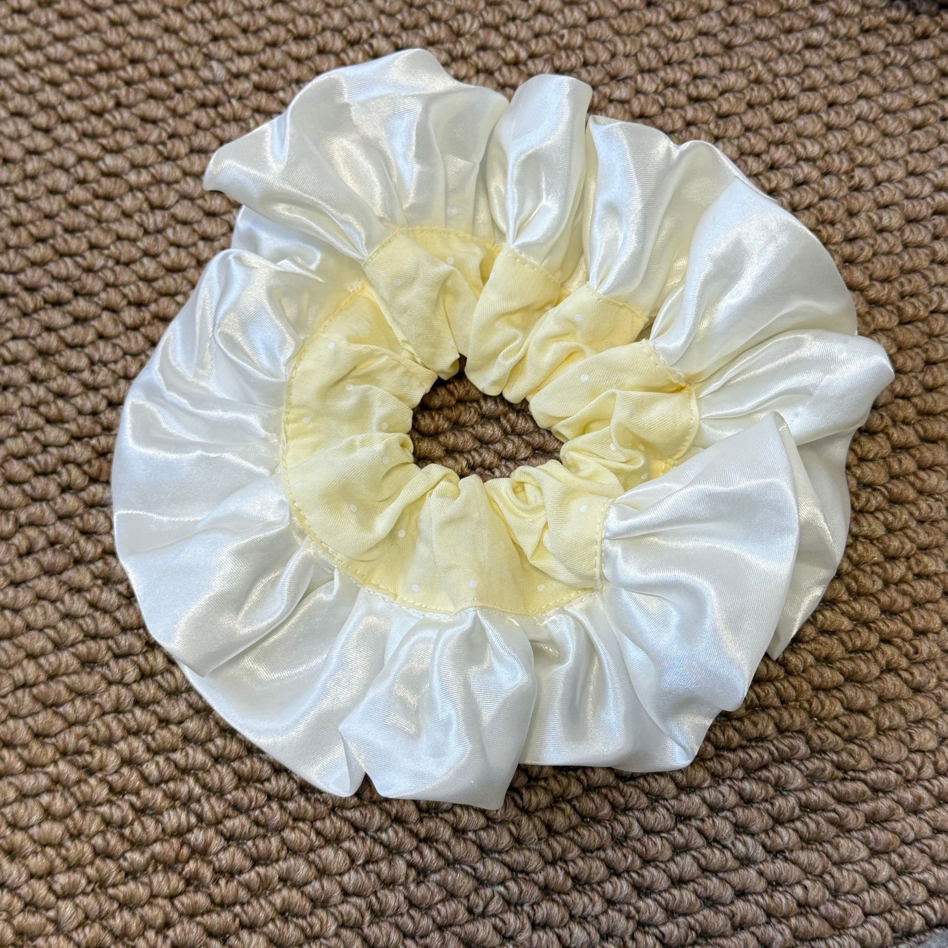 Women's Daily French Satin Elastic Hairband Blue Yellow Polka Dots