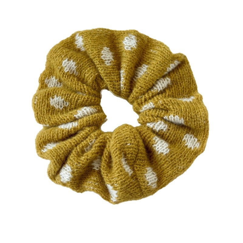 Women's Fall Winter Knitted Scrunchies Soft Yarn Hair Ties for Loose Buns