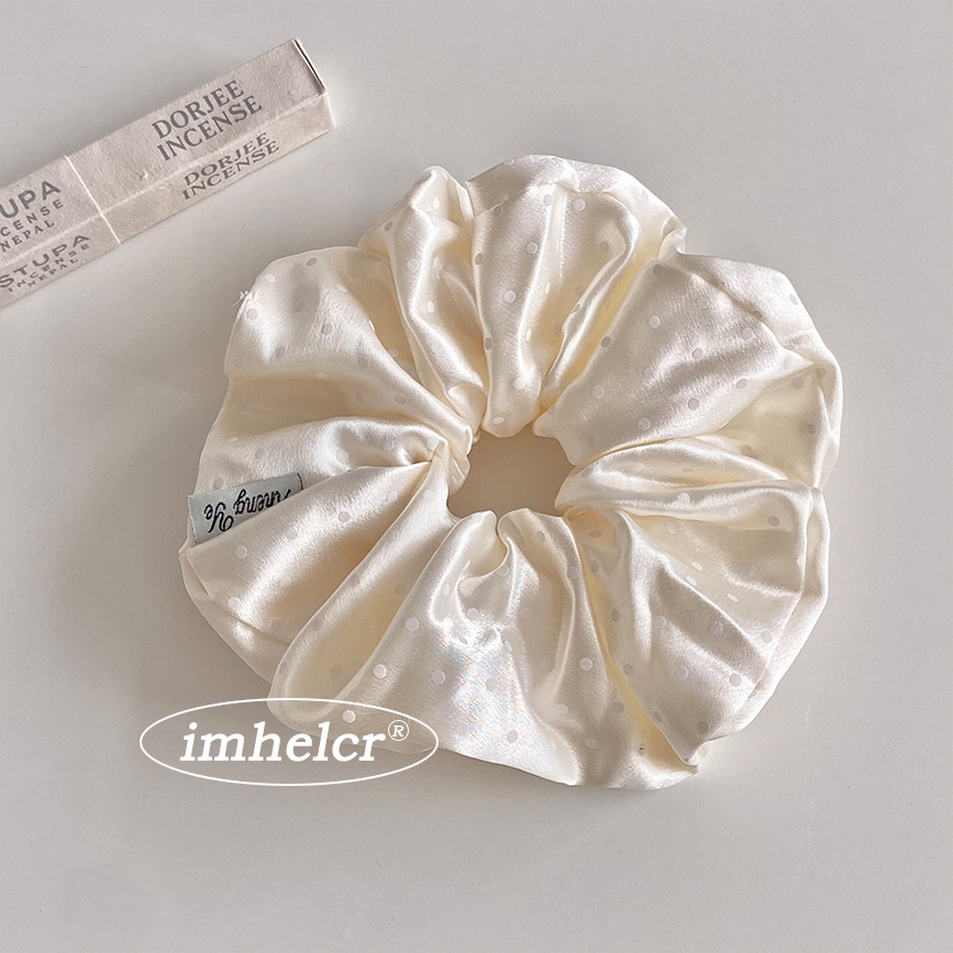 Women's Satin Rubber Band Hair Tie For Daily Commute Pink Polka Dots