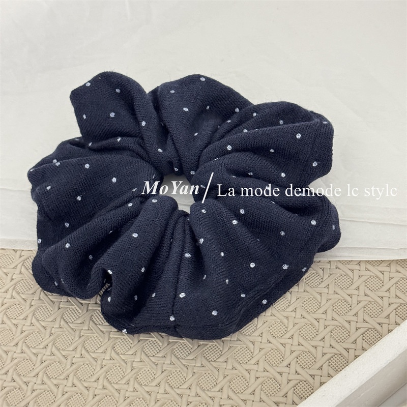 Women's Soft Knitted Low Ponytail Elastic Hair Bands Polka Dot