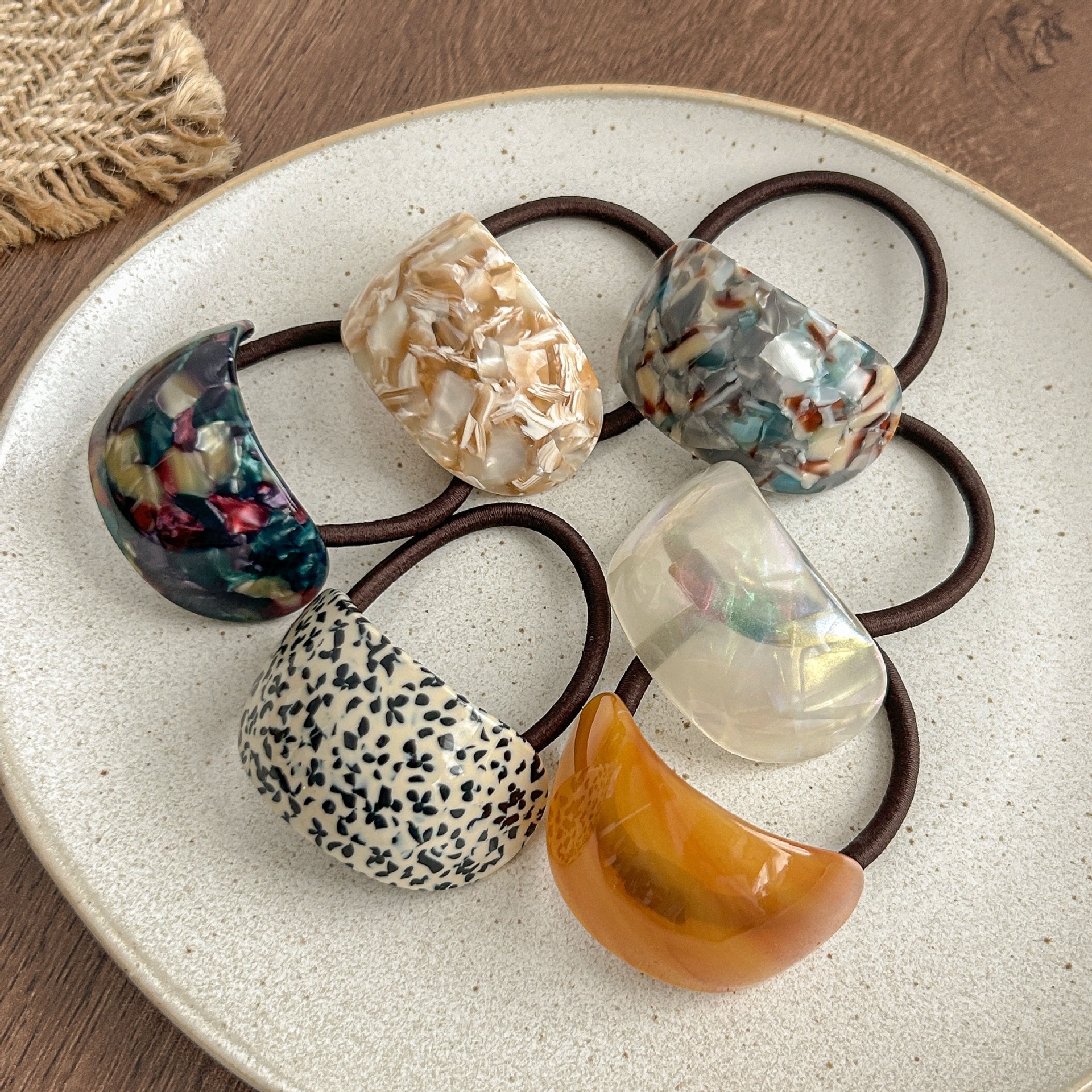 Women's Acetate Hair Cuff High Elasticity Durable Ponytail Tie Semicircle