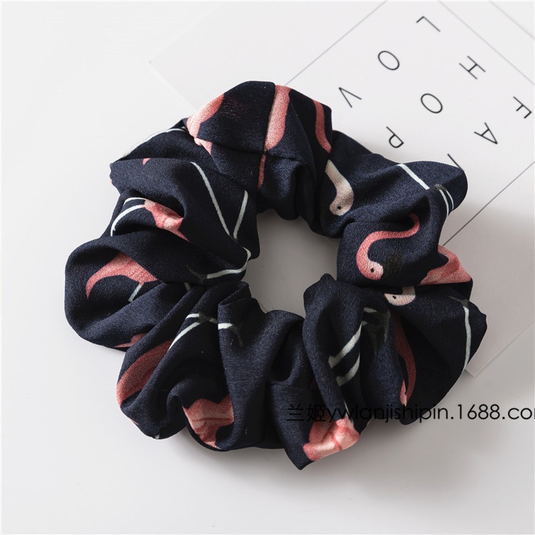 Women's Seamless Fabric Hair Scrunchie Festival Headwear Flamingo Print