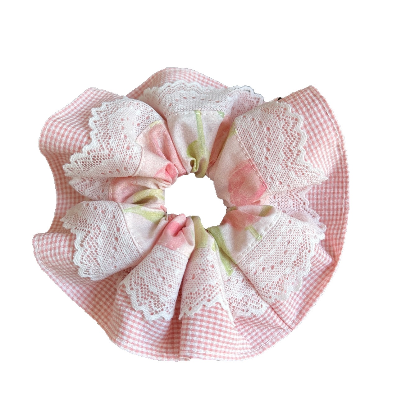 Women's Daily Wear Fabric Lace Hair Tie Sweet Pink Tulips Pattern