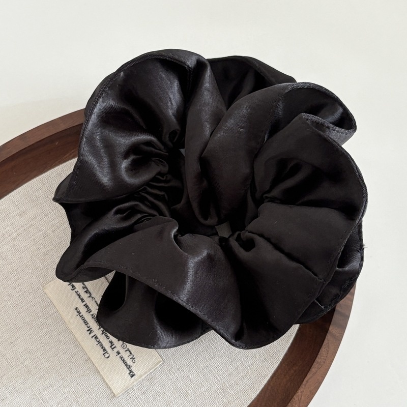 Women's Elegant Double Layer Satin Low Ponytail Hair Tie Solid Color