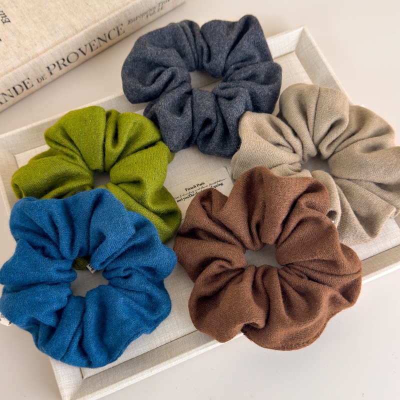 Women's Large Soft Knitted Scrunchie Romantic Solid Color Winter Hair Tie