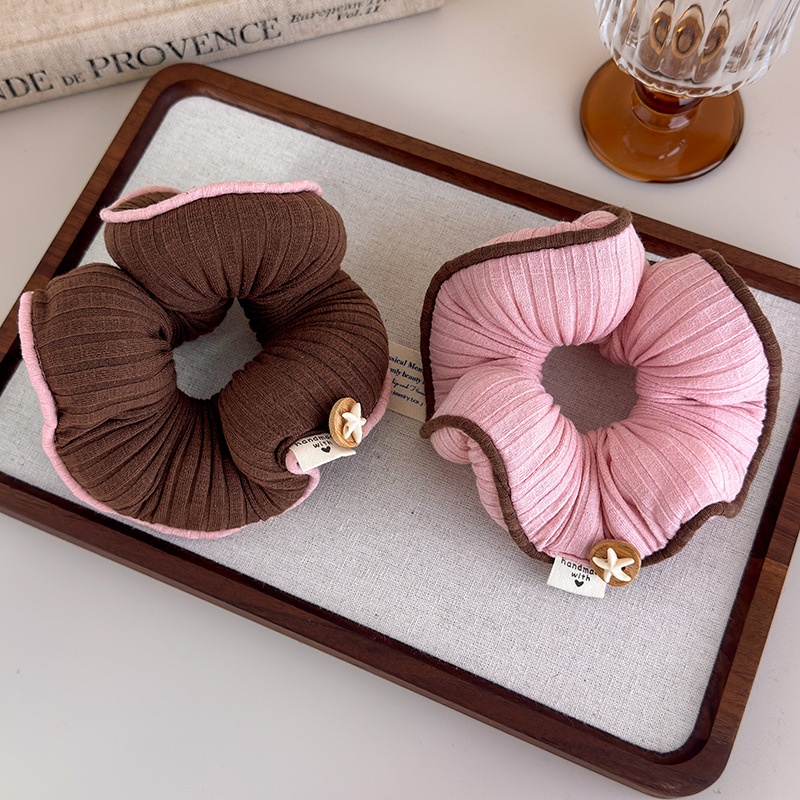 Women's 3D Cotton Filled Sleep Scrunchie Pink Brown Color-Block Starfish